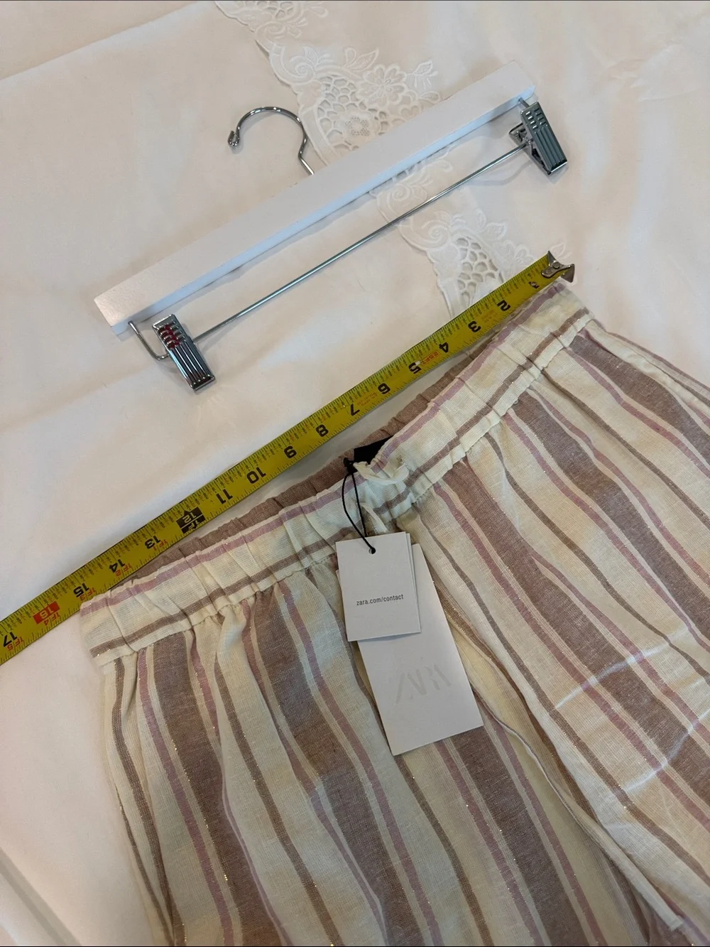 NWT Zara Pink & Cream Striped Wide-Leg Drawstring Pants